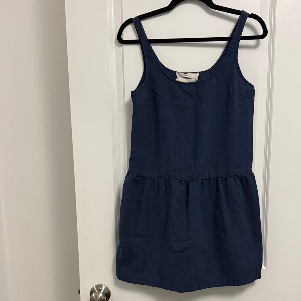 Dark Dusty Blue Mini Pinafore Dress